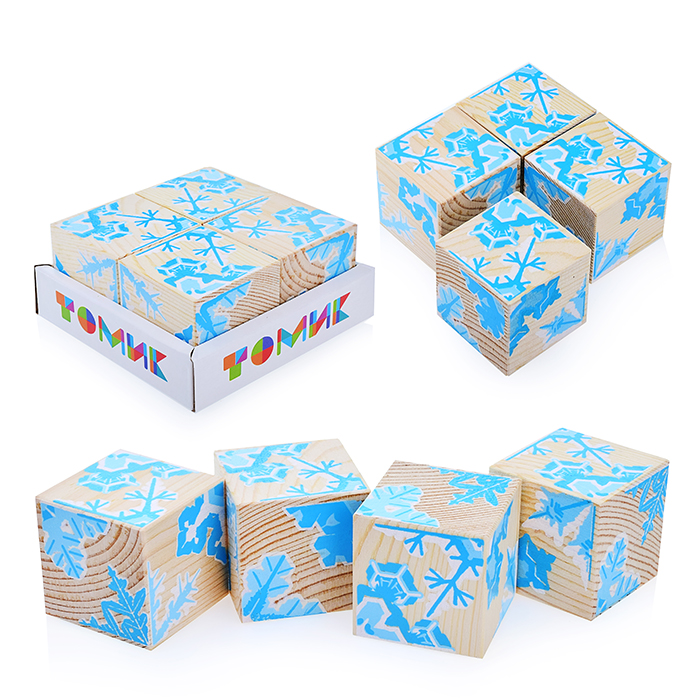 Кубики "Сложи рисунок "Снежинки"