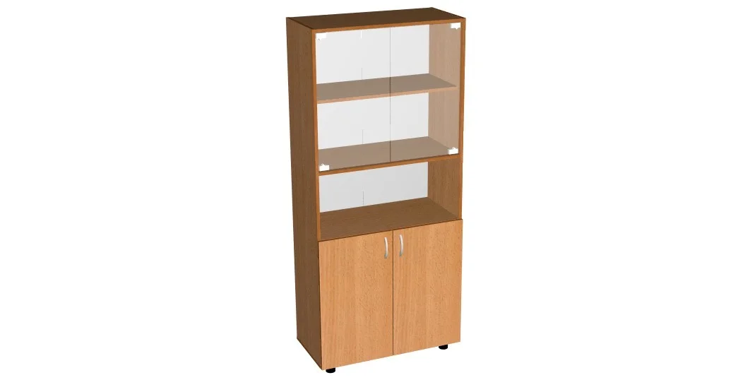 Шкаф канцелярский с 2-мя стеклянными и 2-мя глухими дверками и нишей (высота 1800)