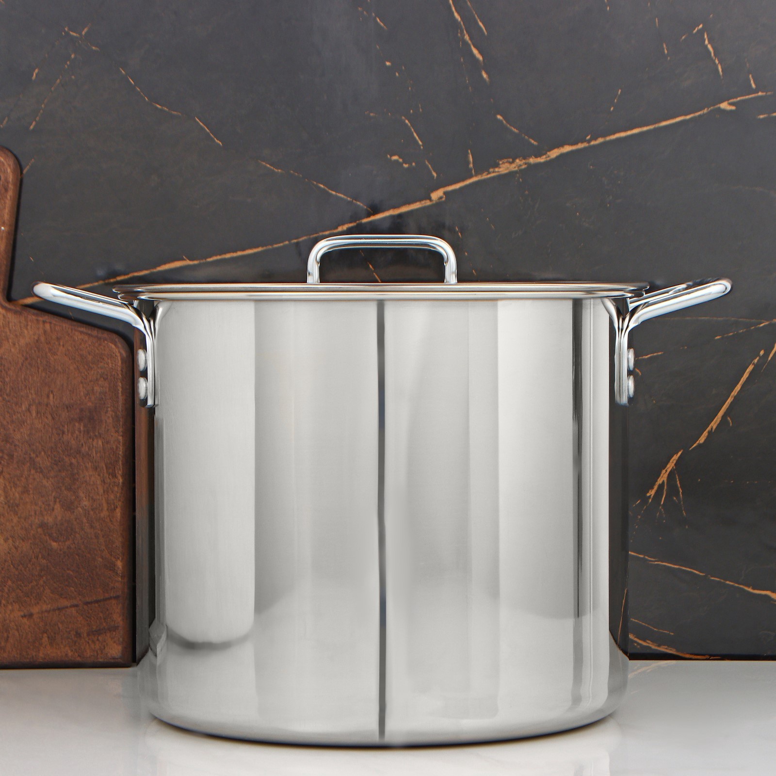 Кастрюля Катунь «Общепит», 15 л, d=30 см, h=23 см, с крышкой, капсульное дно, нержавеющая сталь, хромированная