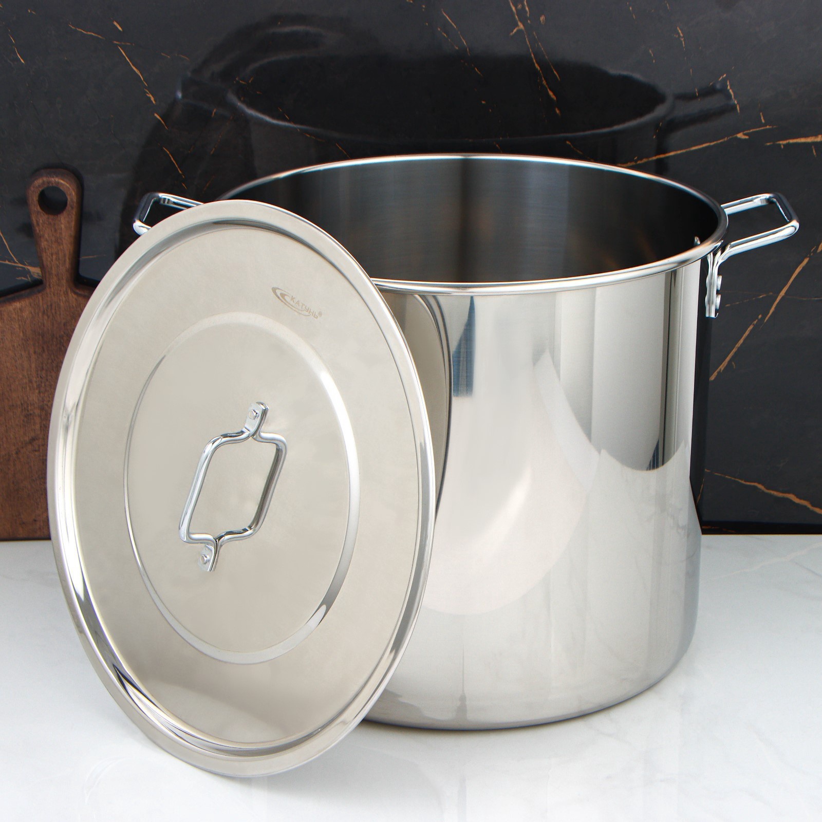 Котёл Катунь «Общепит», 40 л, d=40 см, h=35 см, с крышкой, нержавеющая сталь, хромированная